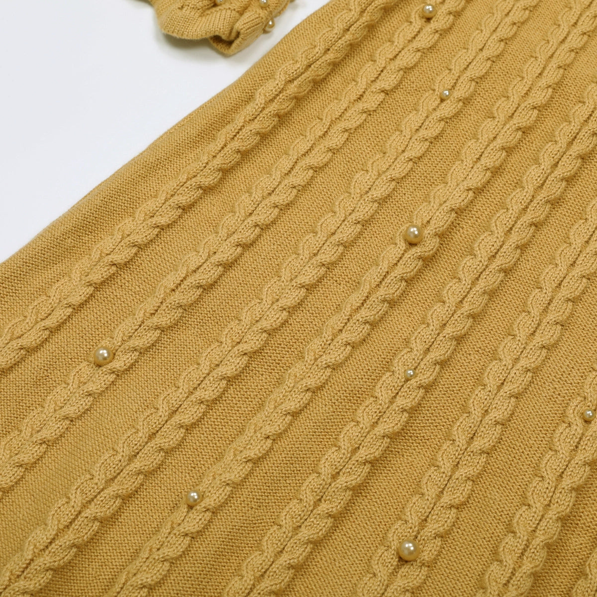 Jace Pearl Embellished Cable Knit Midi Dress - Elegant Lavender Chic