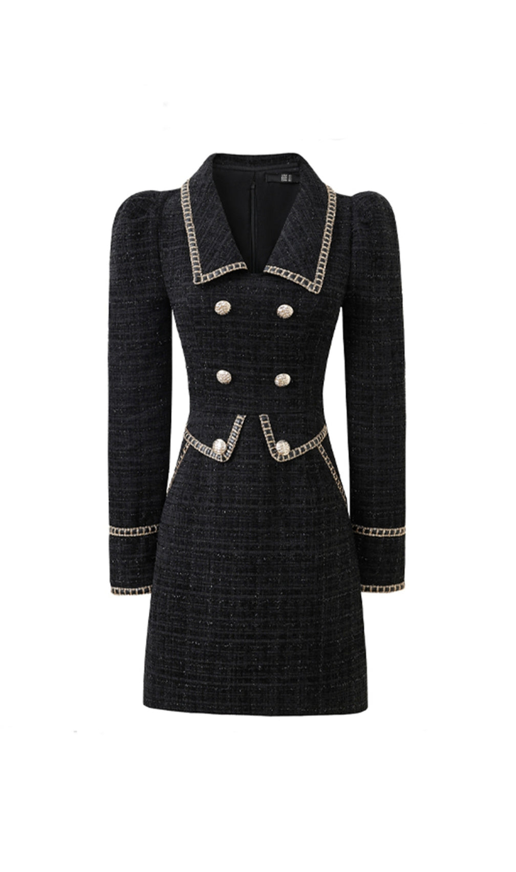 Campana Black Long Sleeve Button Mini Dress