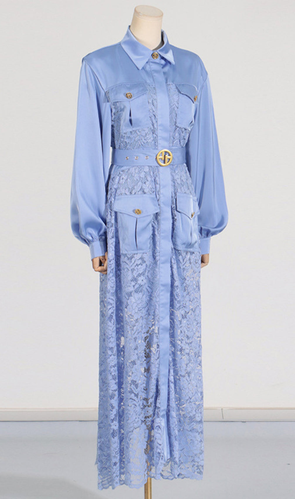 Carissa Embroidery Belt Long Sleeve Maxi Dress