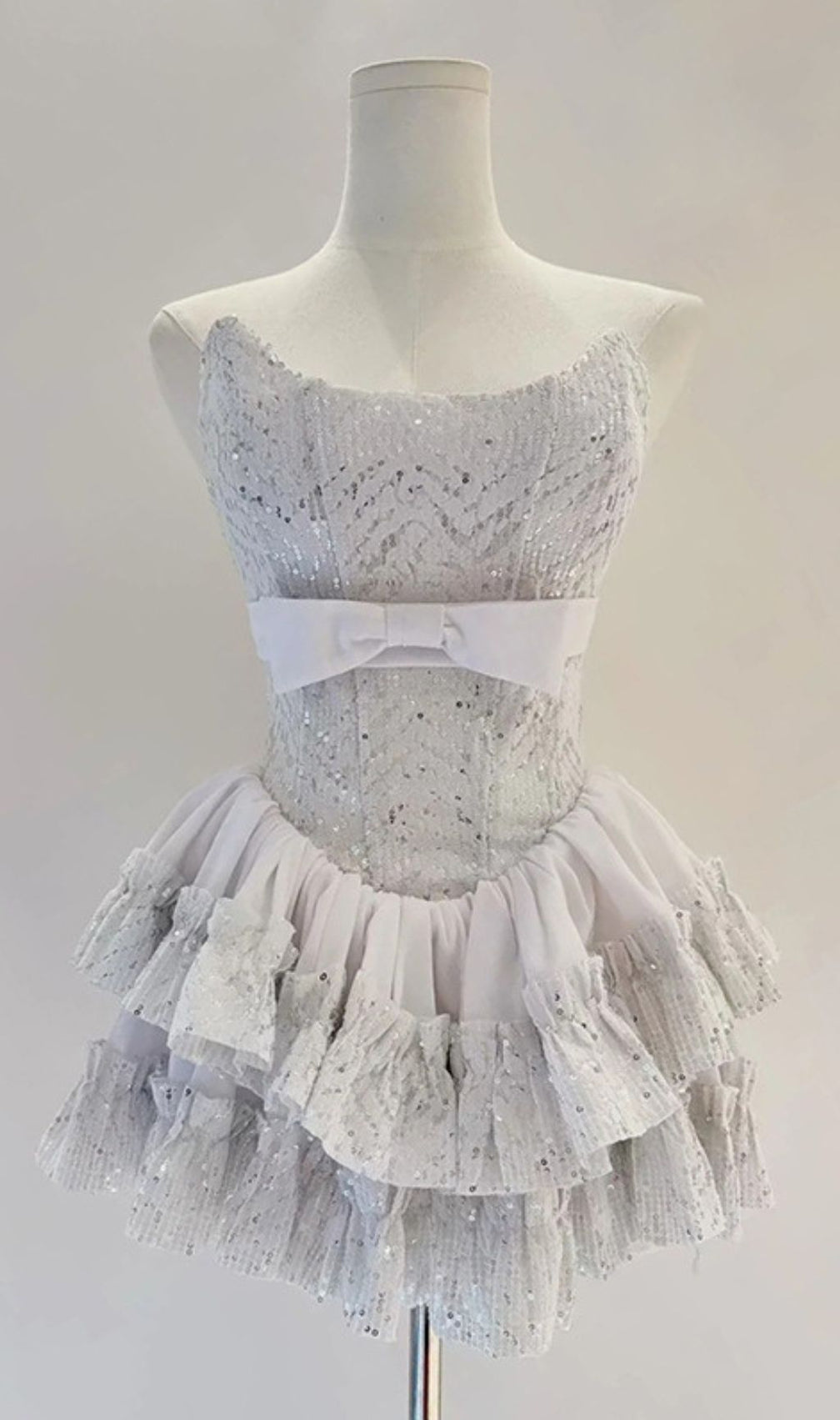 Iolana Dazzling Strapless Sequin Mini Dress | White Party & NYE Glam