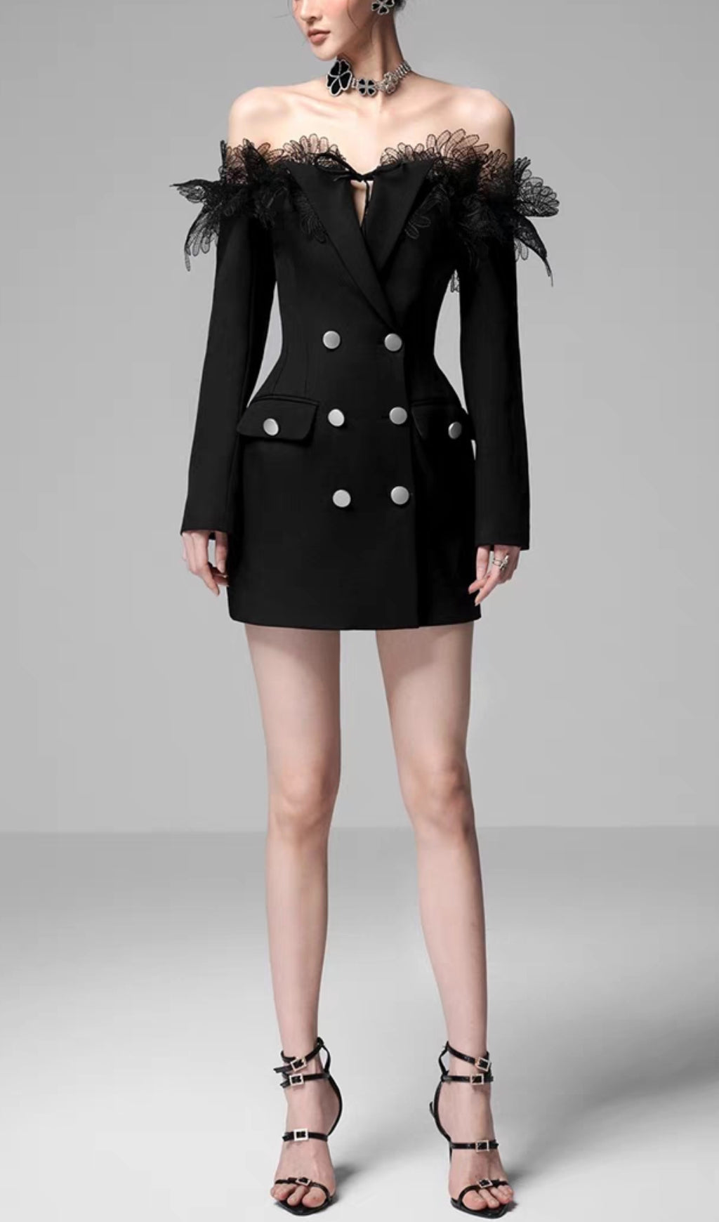 Anya 3D Embroidered Off-Shoulder Dress