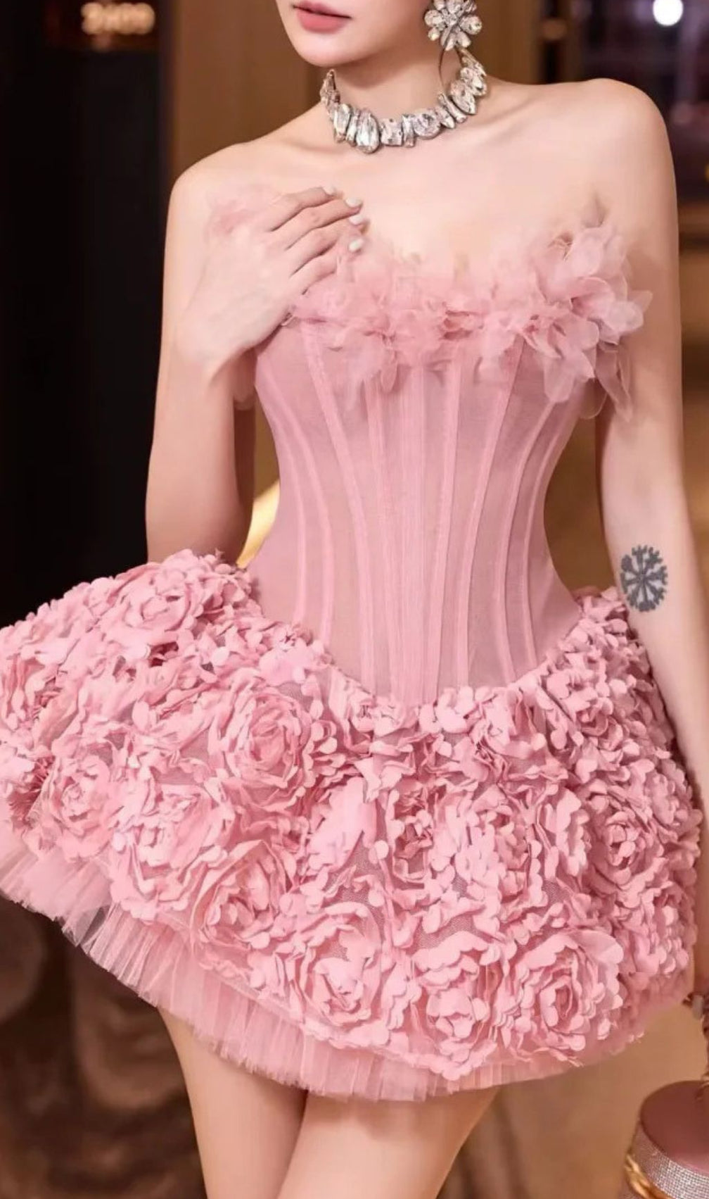 Irma Strapless Corset Flower Mini Dress