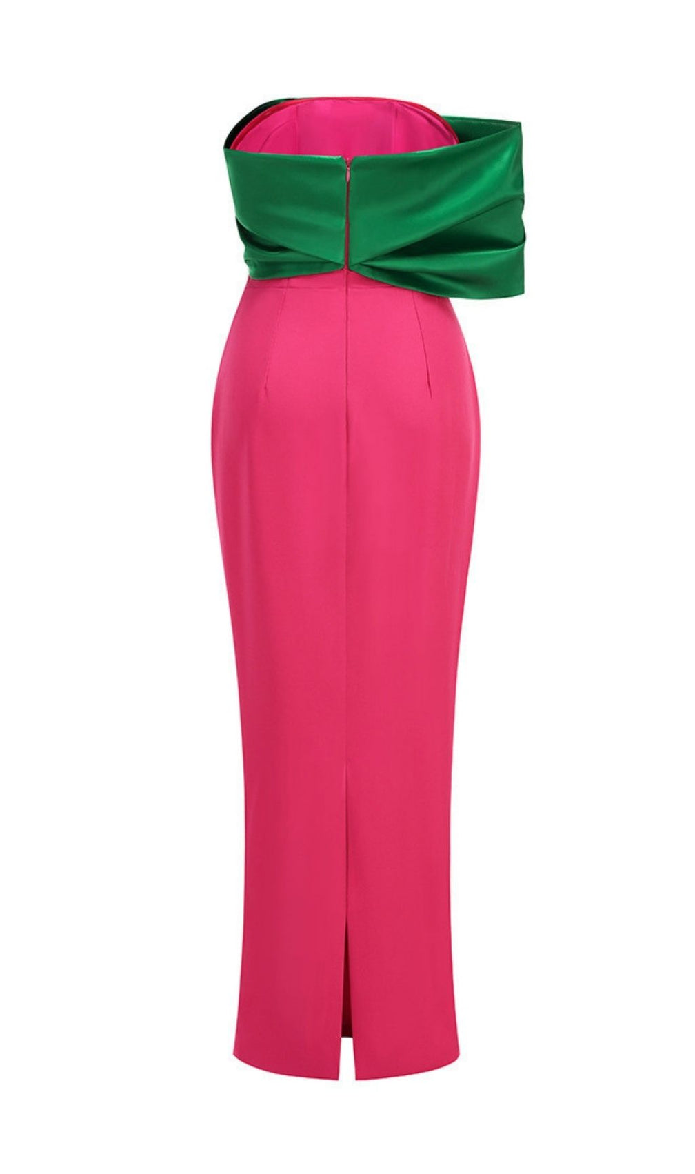 Kalea Vibrant Pink & Emerald Green Strapless Maxi Gown