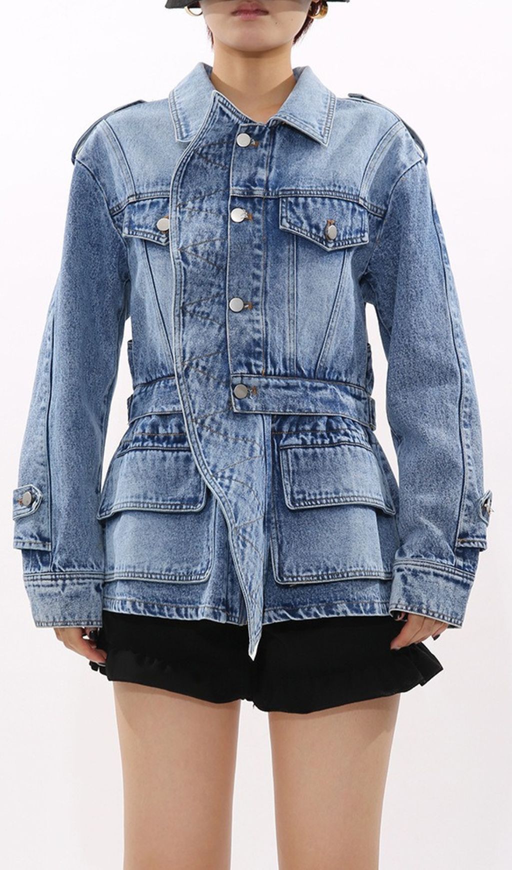 Ila Women's Belted Utility Denim Jacket - Modern Chic & Versatile