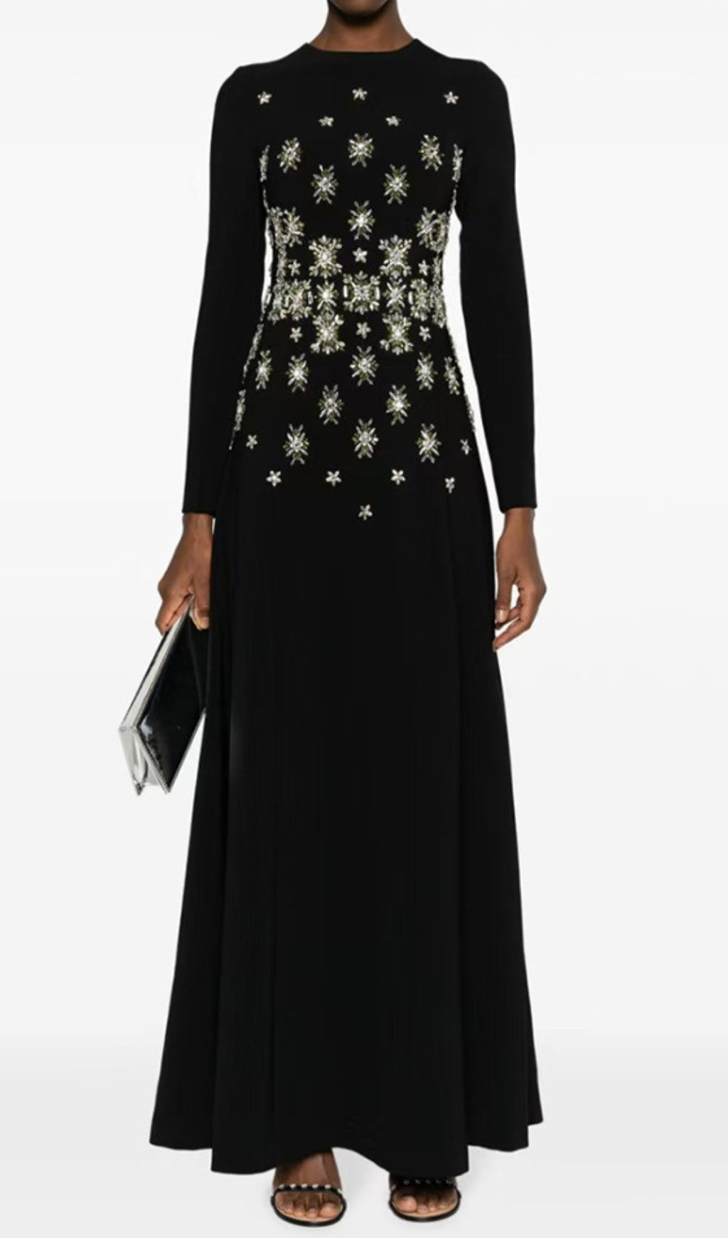 Dahl Black Long Sleeve Crystal Maxi Dress