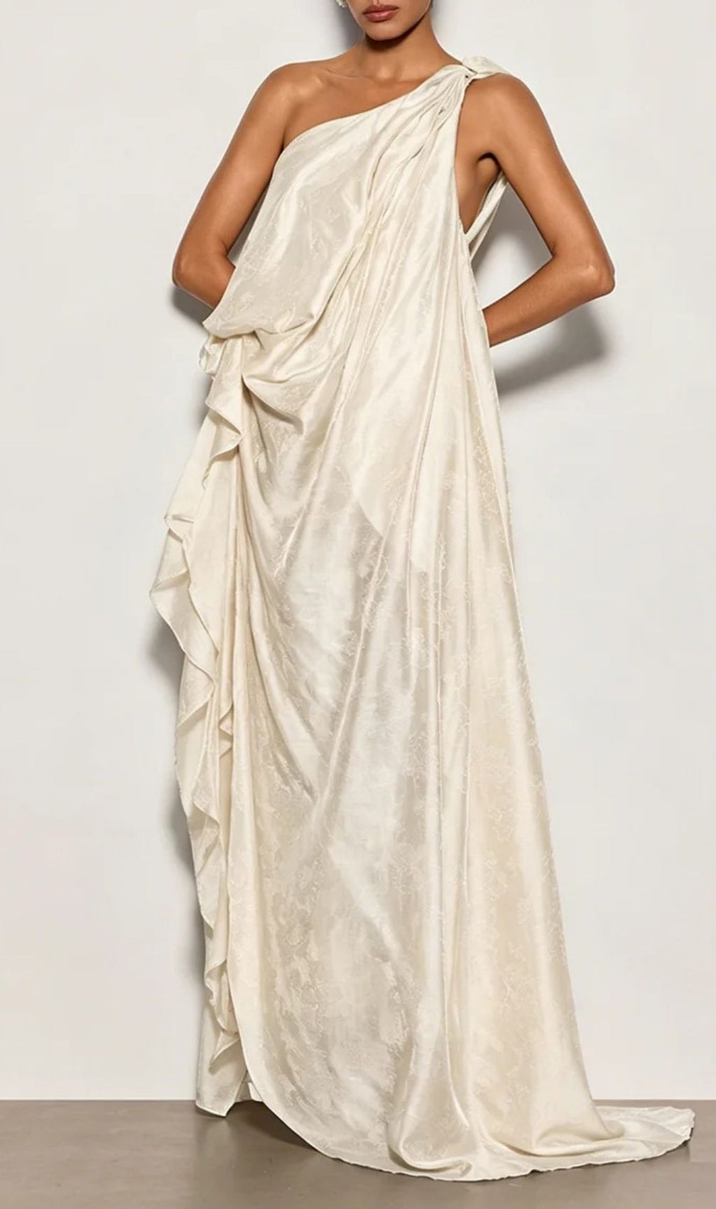 Czelaw One Shoulder Lace Maxi Dress