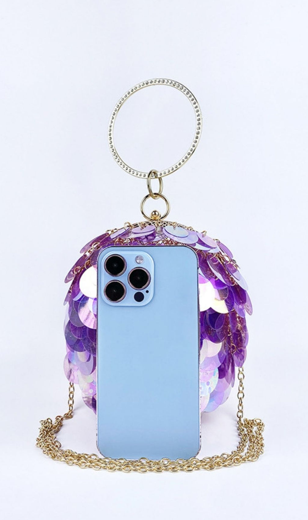 Adaiba Dazzling Purple Sequin Ball Bag | Glamorous Evening Clutch
