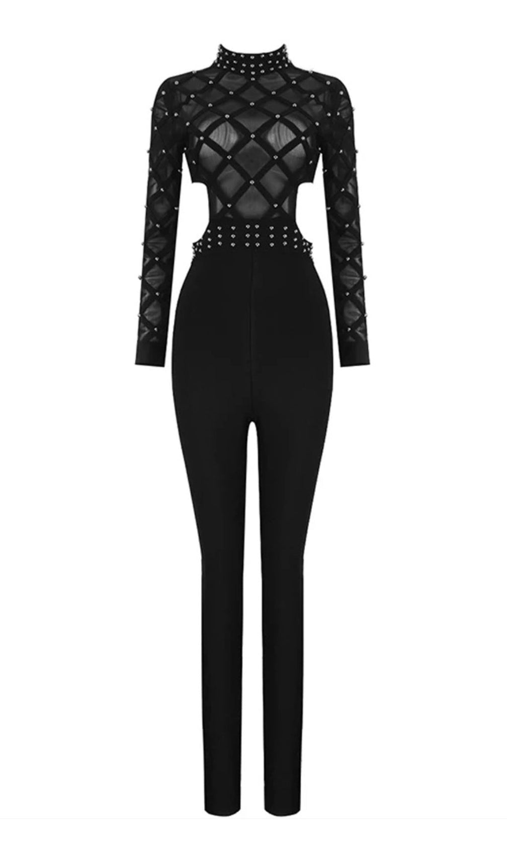 Ashwina Black Mesh Jumpsuit