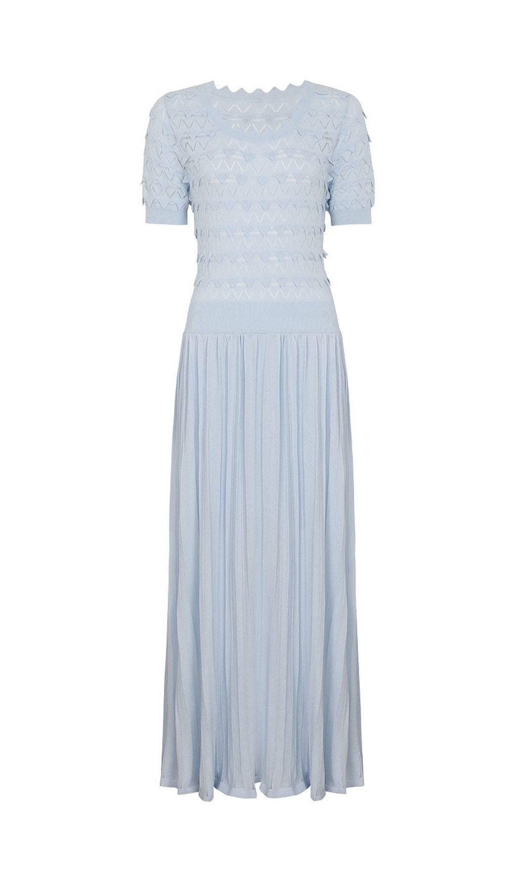 Kirima Blue Short Sleeve Knit Midi Dress