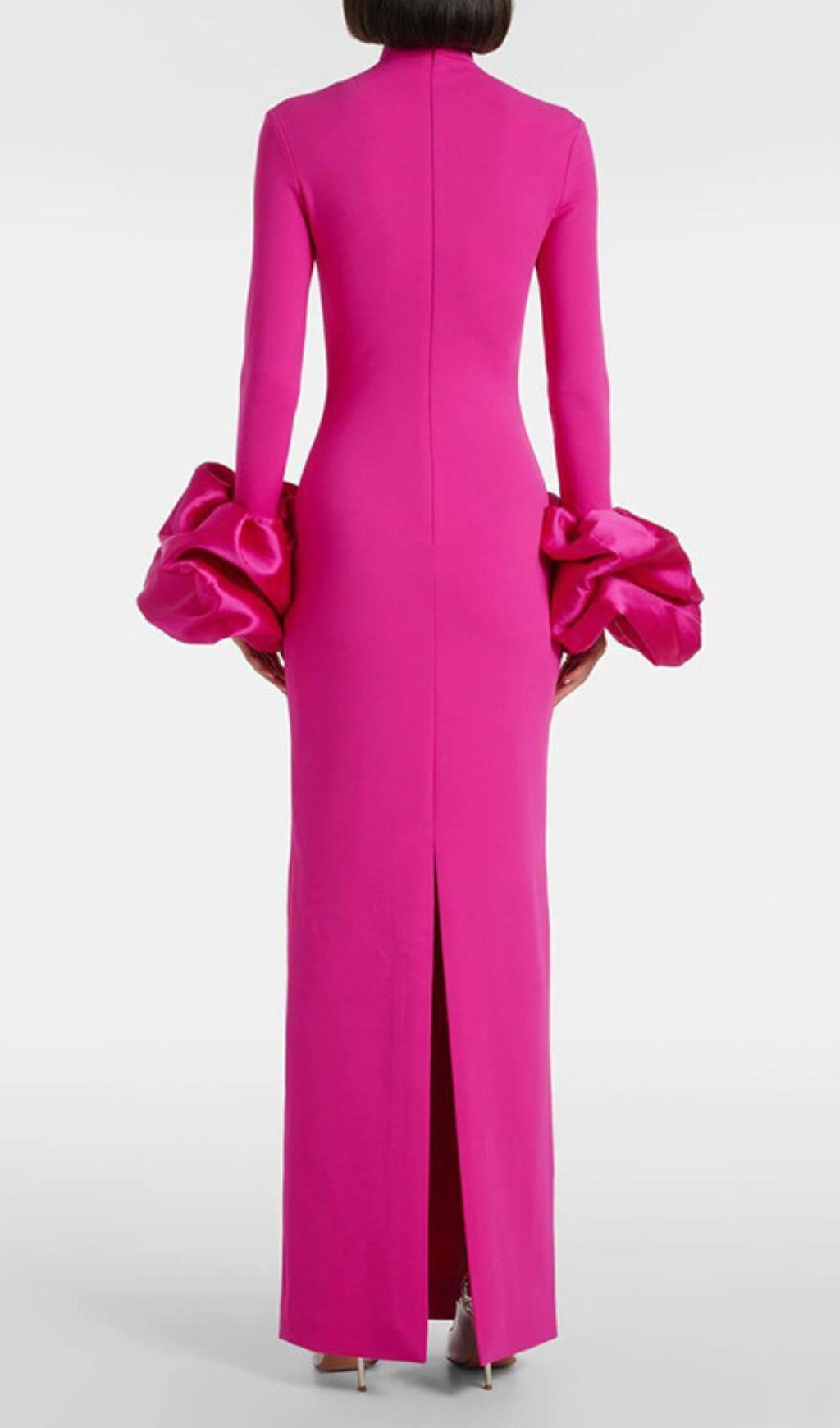 Ira Fuchsia Pink Statement Maxi Gown | Sculptural Sleeves