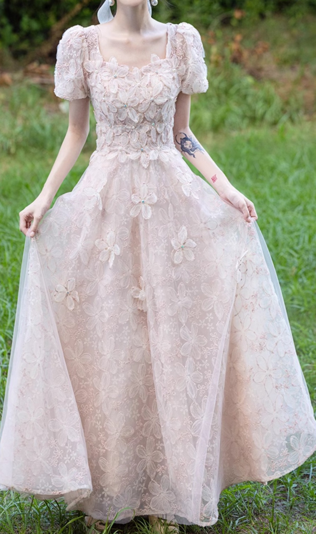 Gable Flower Mesh Maxi Dress