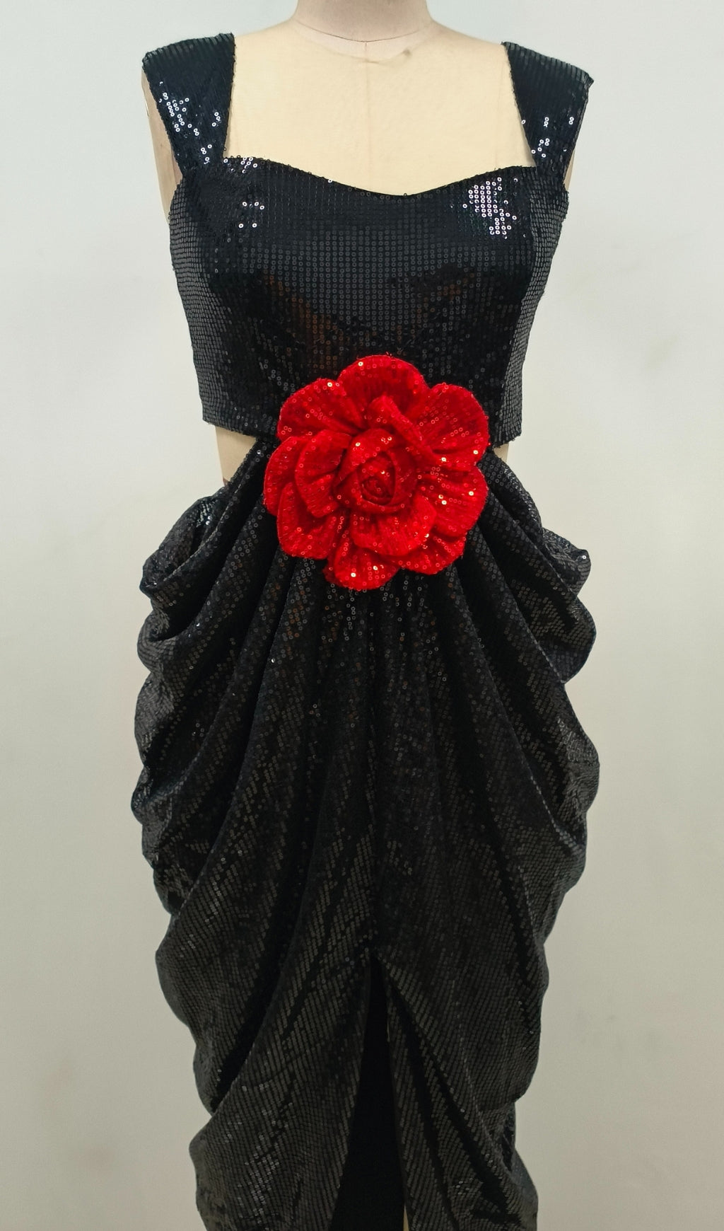 Bandit Black Bloom 3D Rose Sequin Maxi Dress