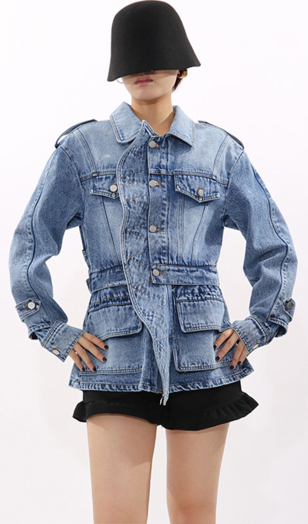 Ila Women's Belted Utility Denim Jacket - Modern Chic & Versatile