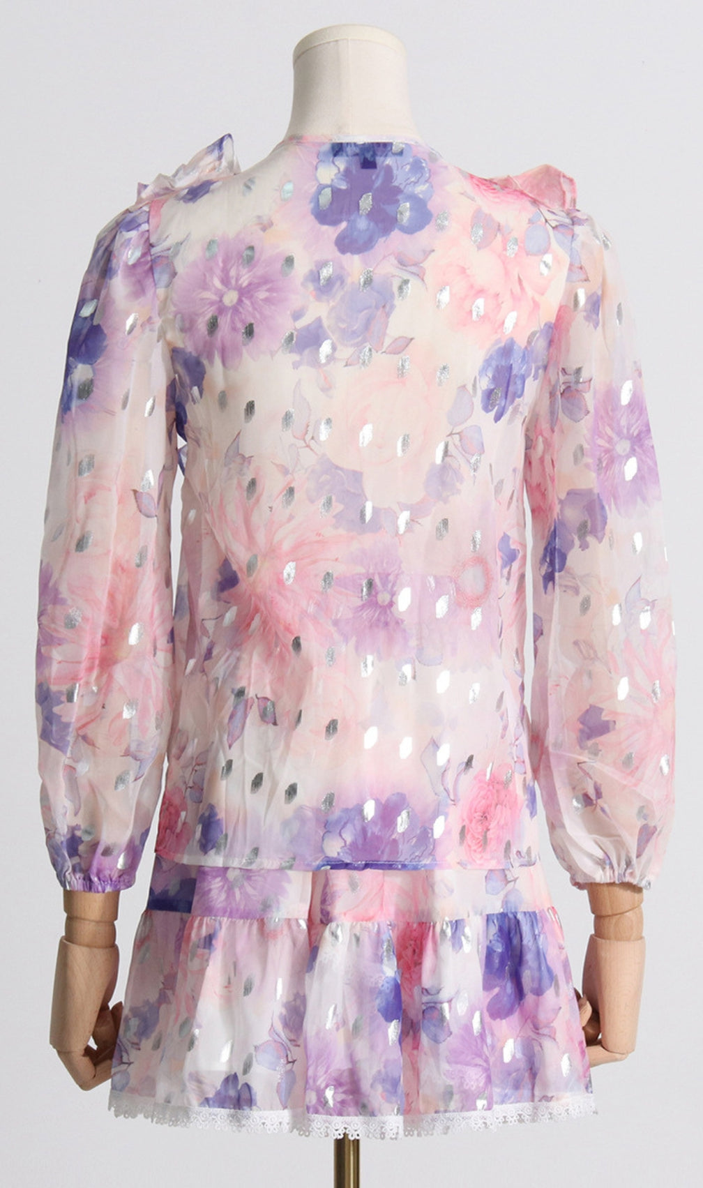 Elvina Purple Ruffle Printed Skirt Set