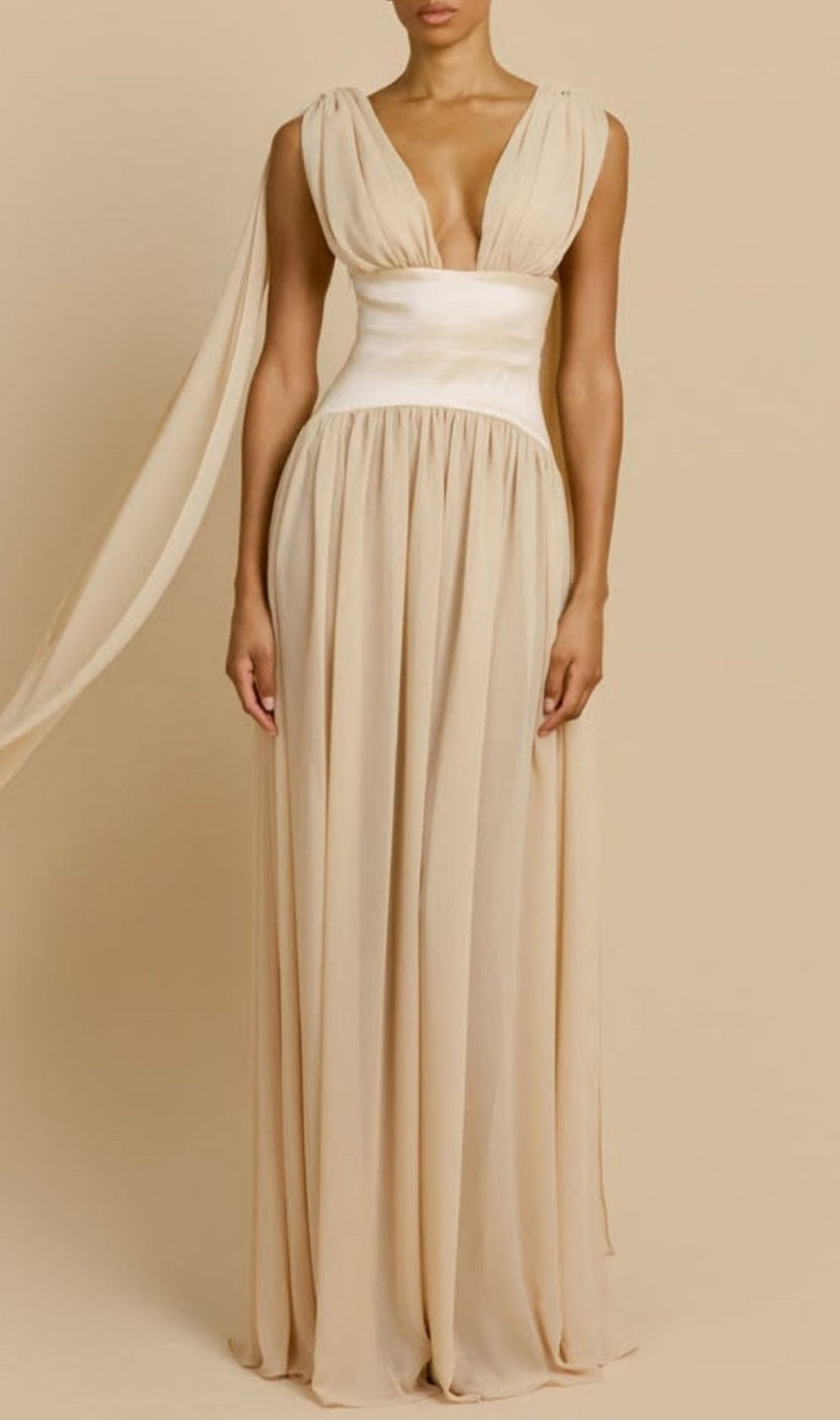 Korinna Ivory Chiffon Maxi Dress