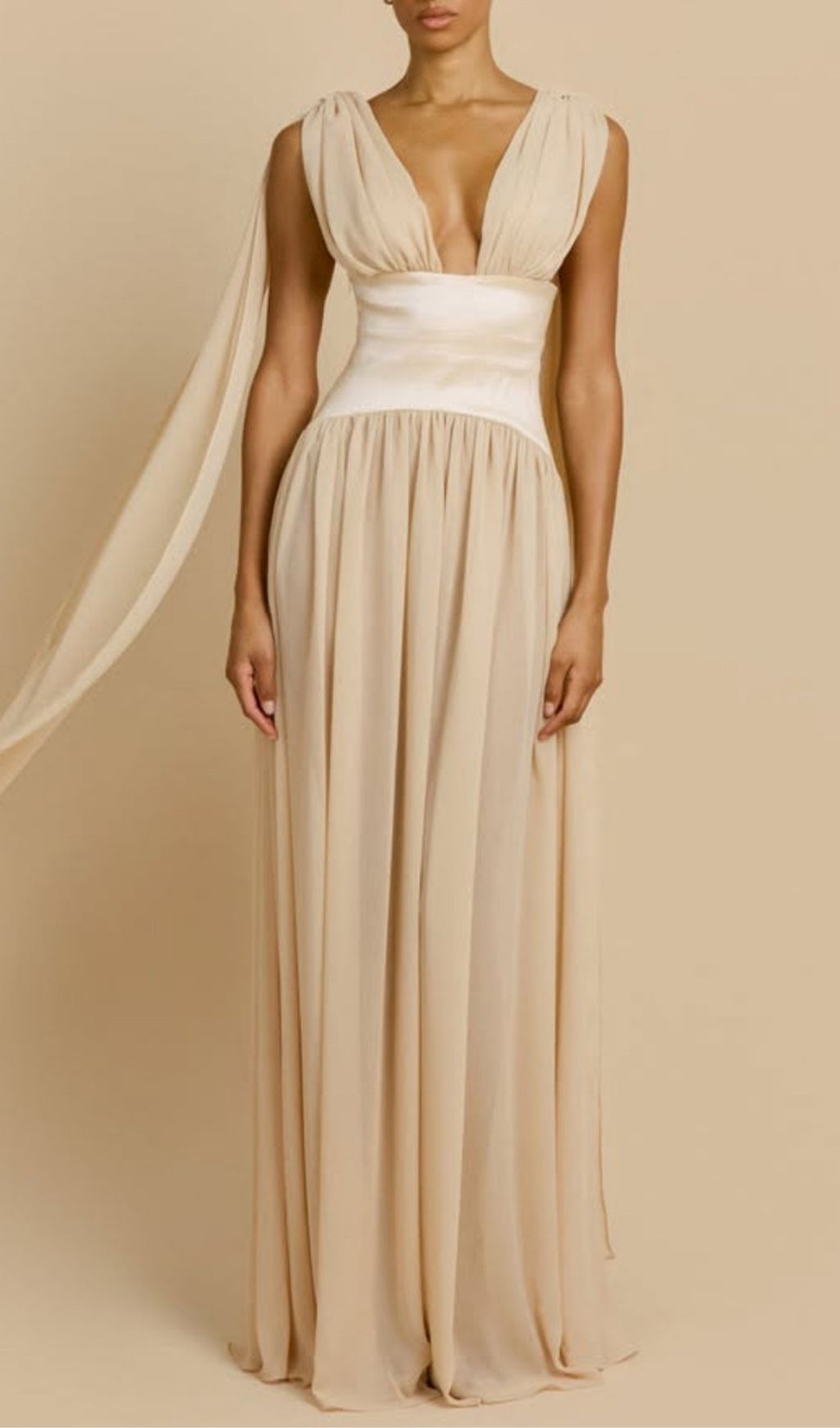 Korinna Ivory Chiffon Maxi Dress