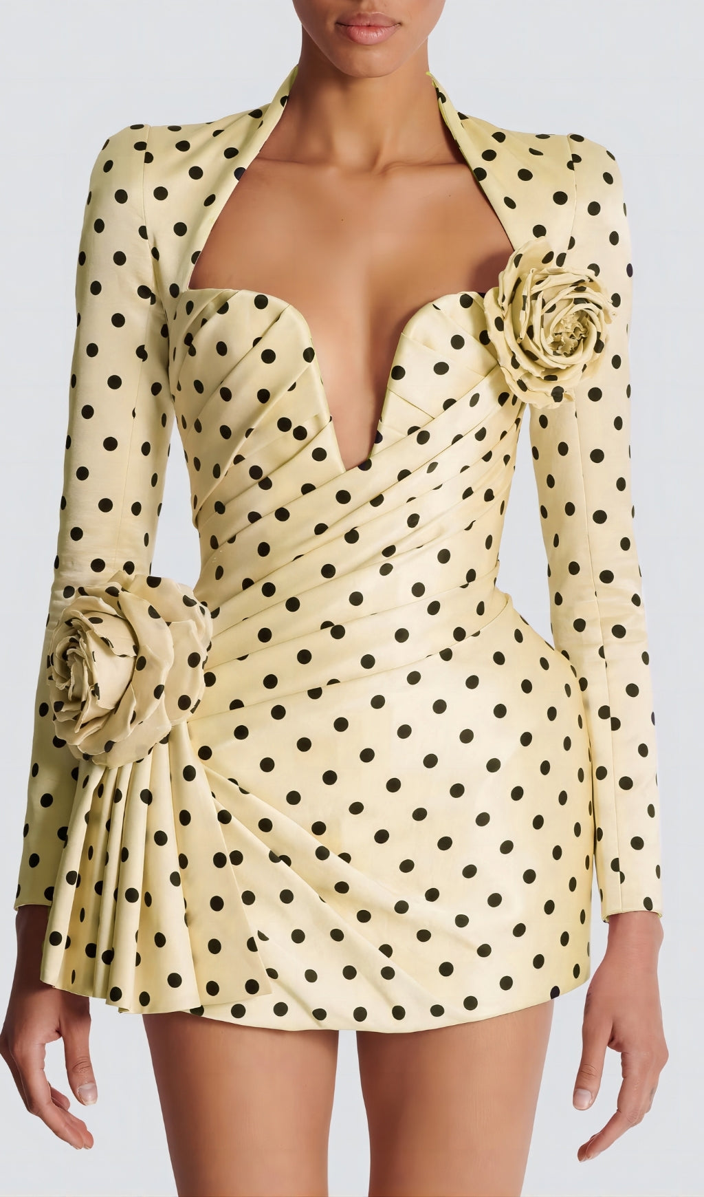Polka Yellow Dots Short Printed Dress