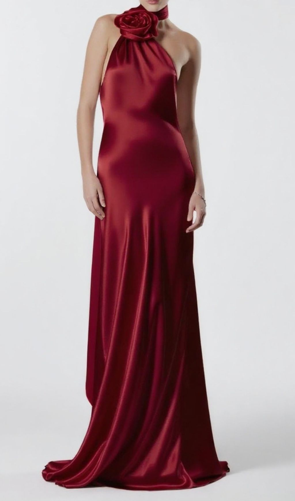 Carmelo Red Flower Halter Maxi Dress