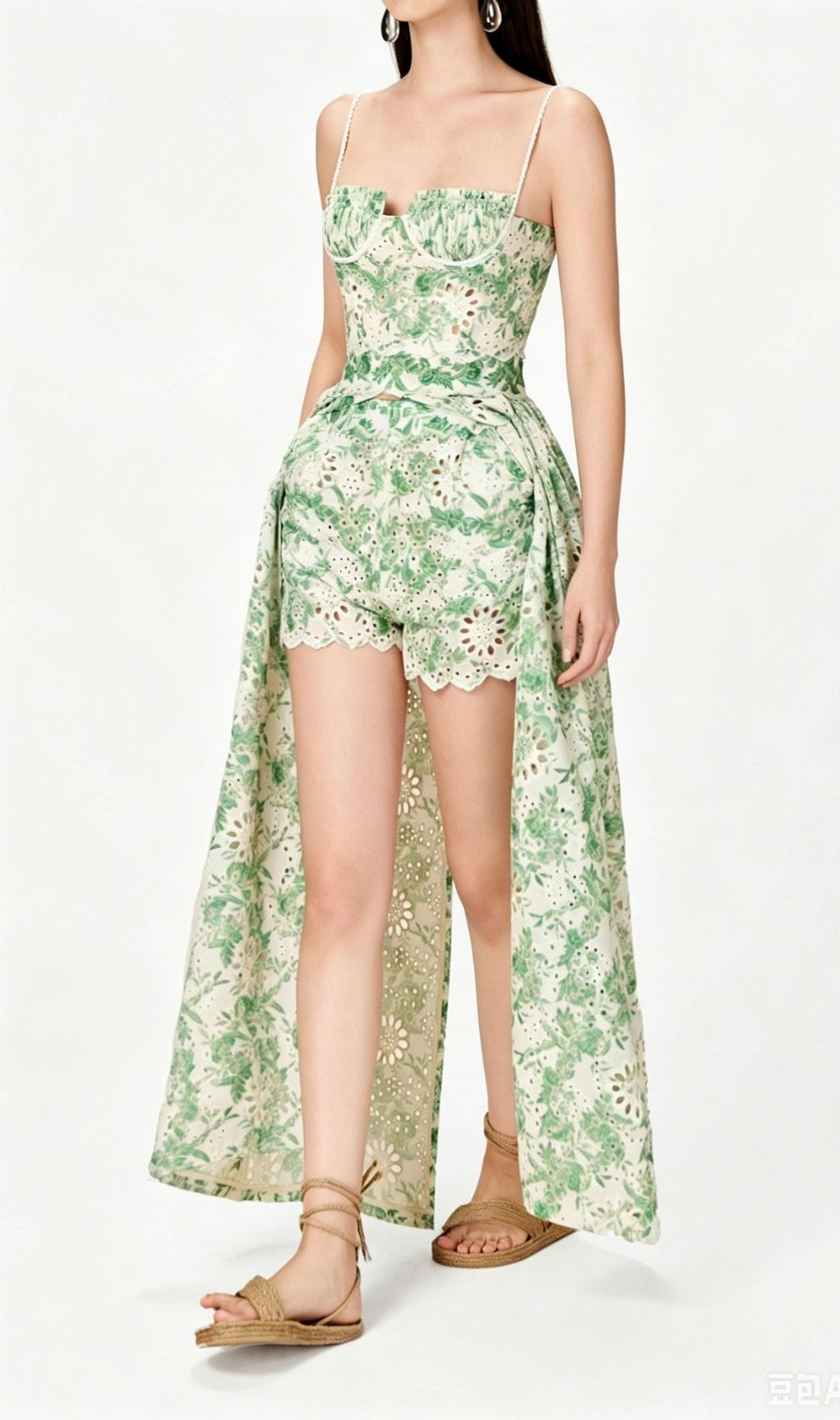 Kolby Green Printed Maxi Dress & Shorts Set