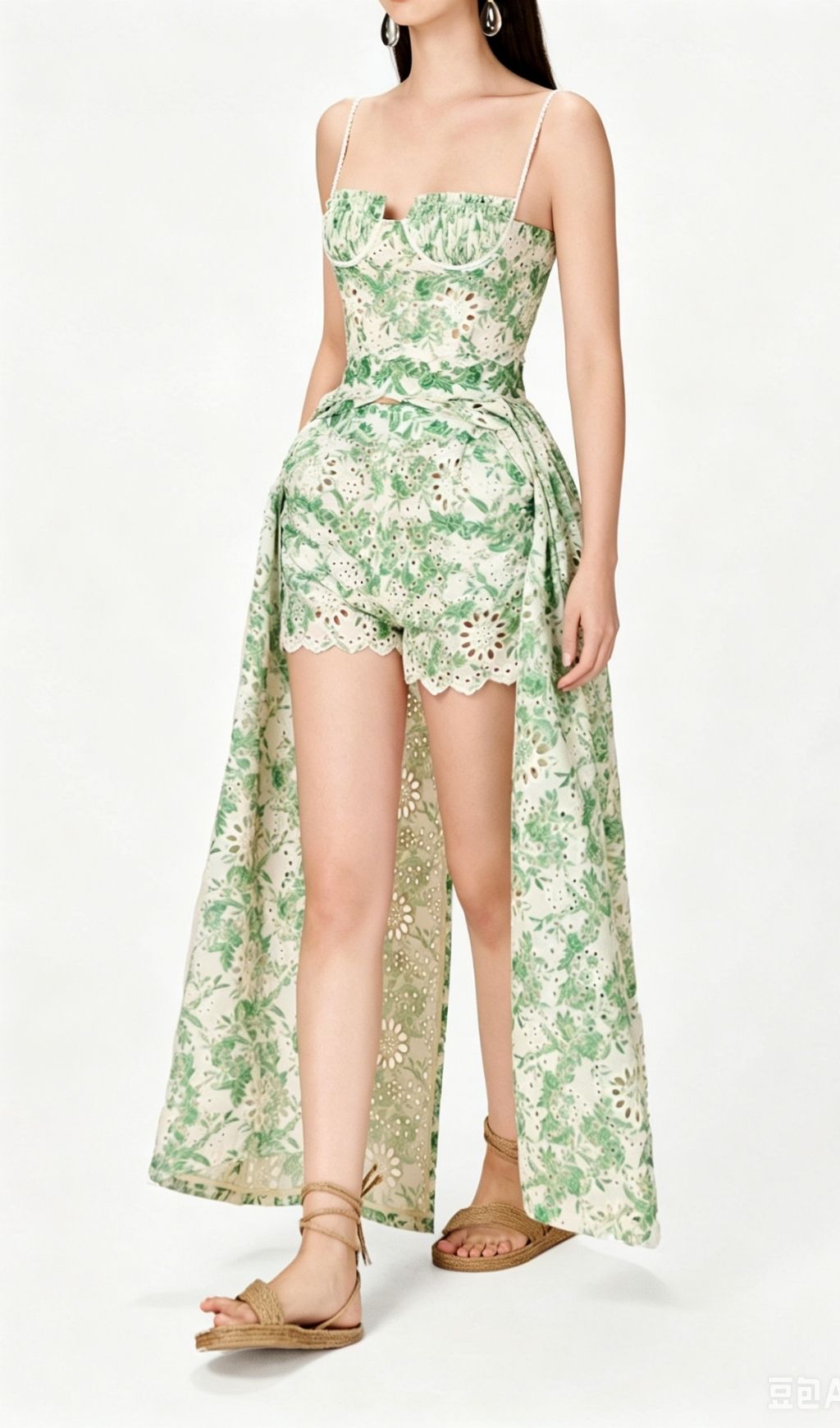 Kolby Green Printed Maxi Dress & Shorts Set