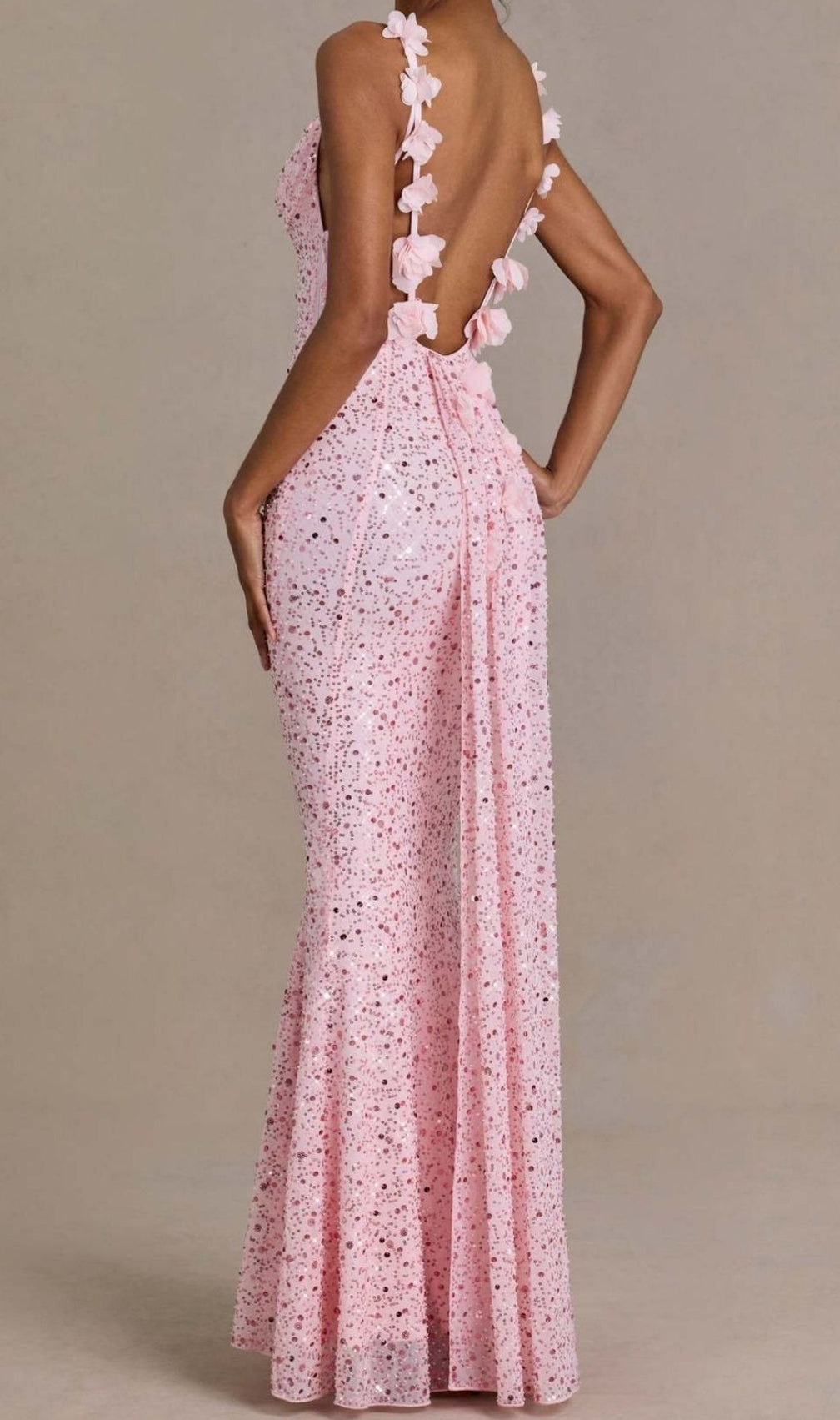 Khaza Dazzling Pink Sequin Backless Maxi Gown - Strappy Formal Dress