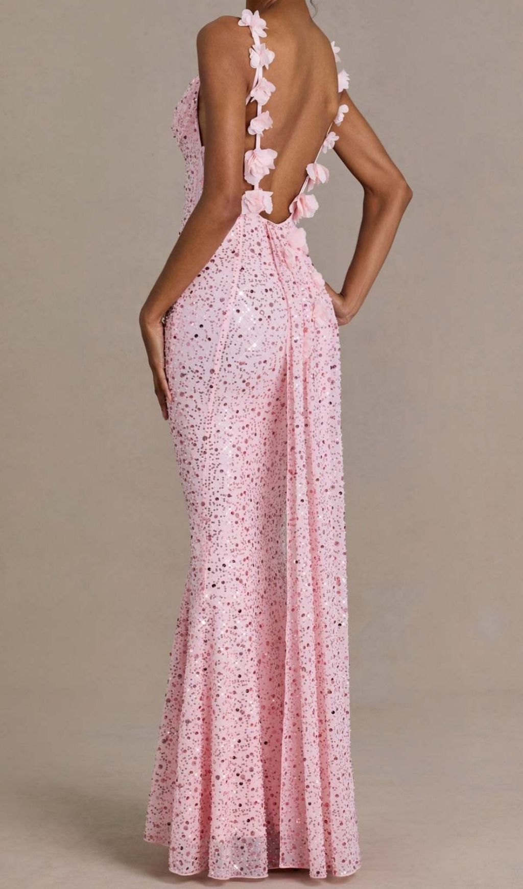Khaza Dazzling Pink Sequin Backless Maxi Gown - Strappy Formal Dress