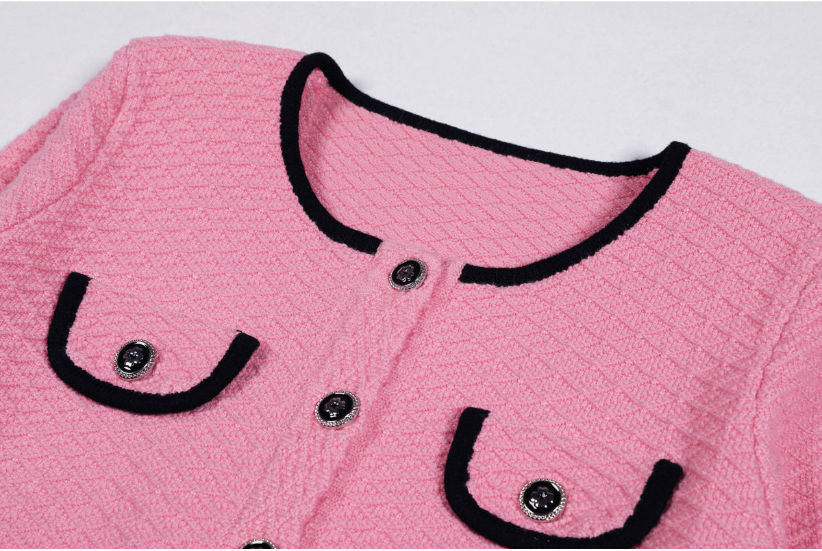 Fedora Pink Knit Cardigan & Pants Set
