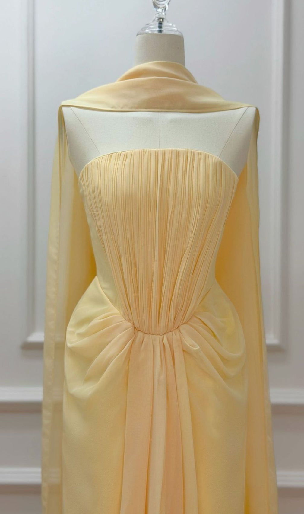 Kayley Elegant Strapless Pleated Maxi Gown & Matching Shawl Set