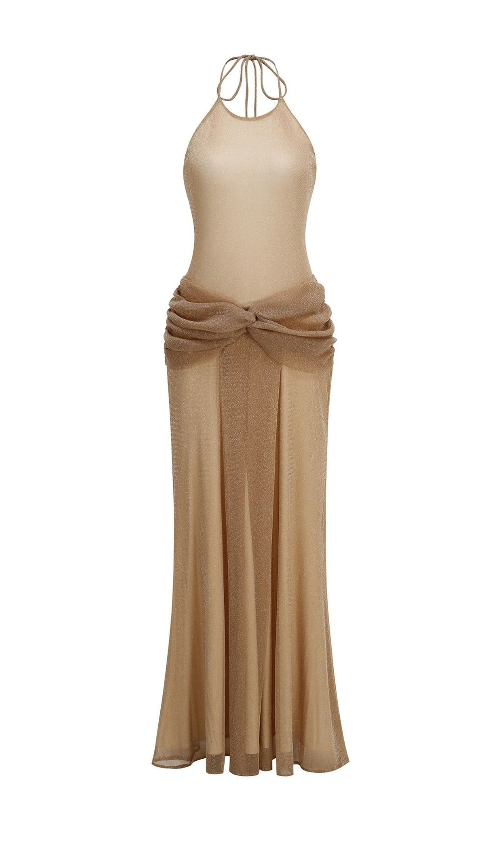 Ketaki Shimmering Halter Ruched Maxi Dress - Elegant Evening Gown
