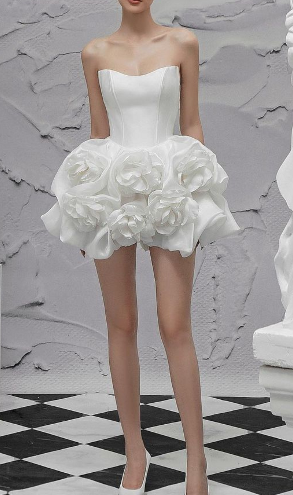 Alannis Floral-Appliqué Strapless Mini Dress