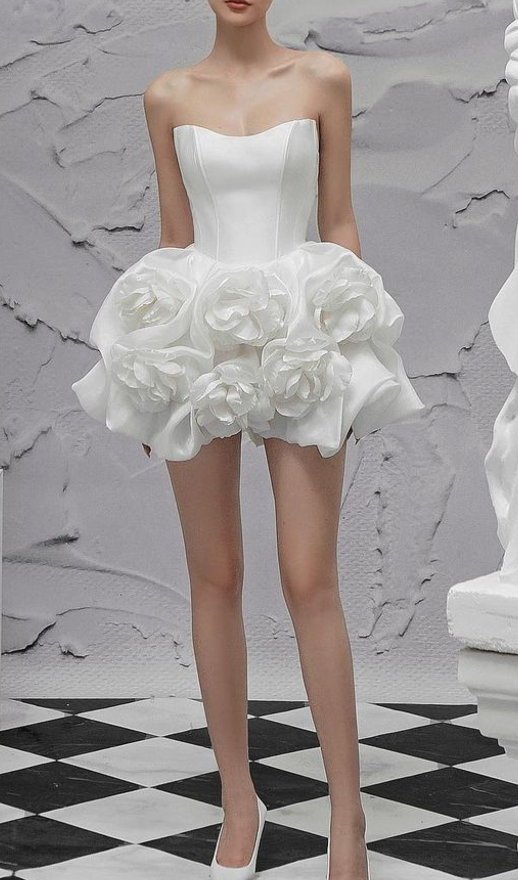 Alannis Floral-Appliqué Strapless Mini Dress