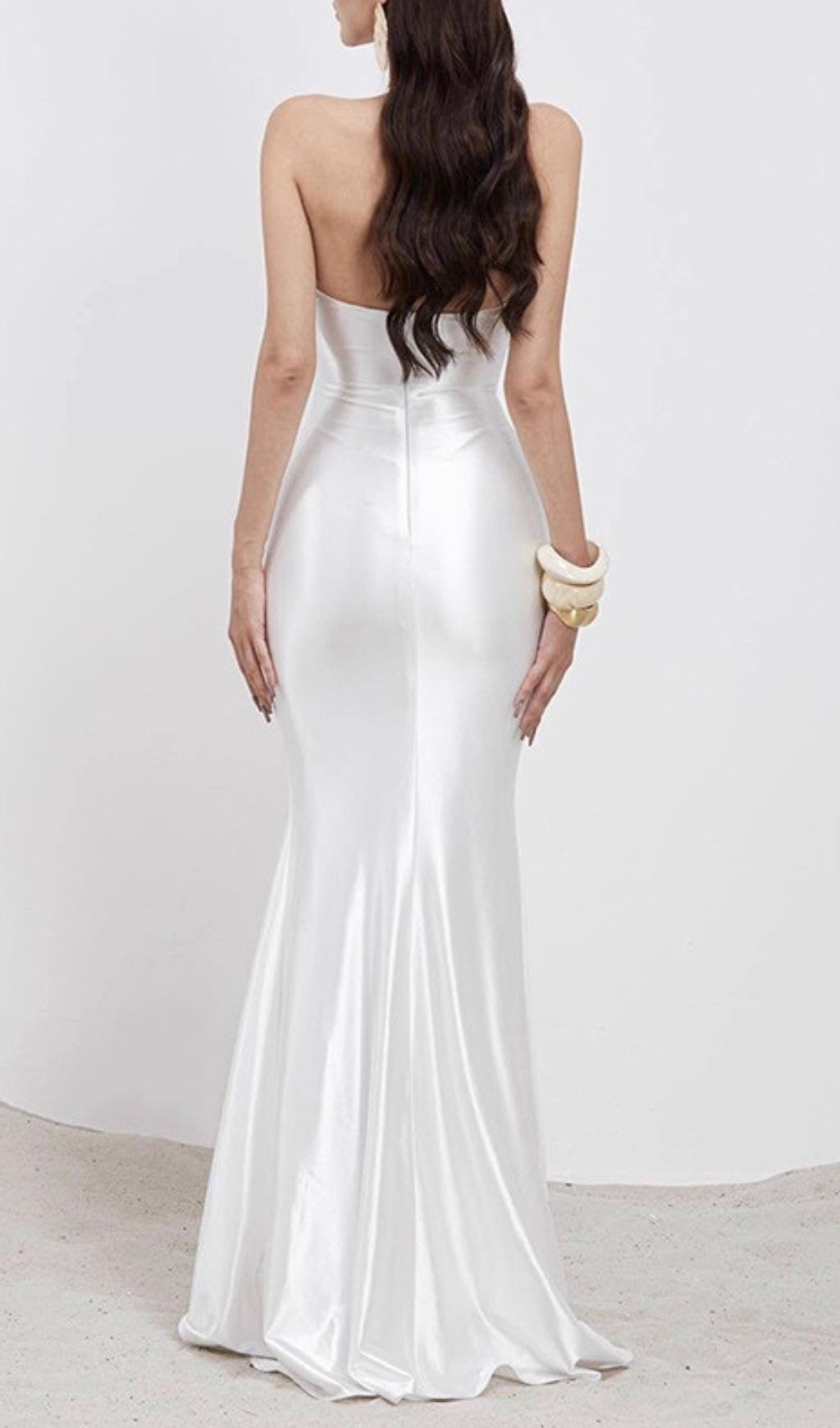 Isla White Satin Halter Maxi Dress - Elegant Evening & Wedding Gown