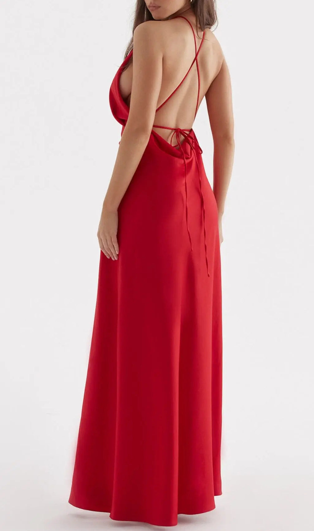 Red Rose Thigh Slit Maxi Dress