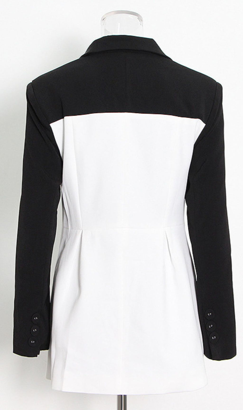 Idania Black & White Contrast Patchwork Blazer - Chic Tailored Statement Jacket