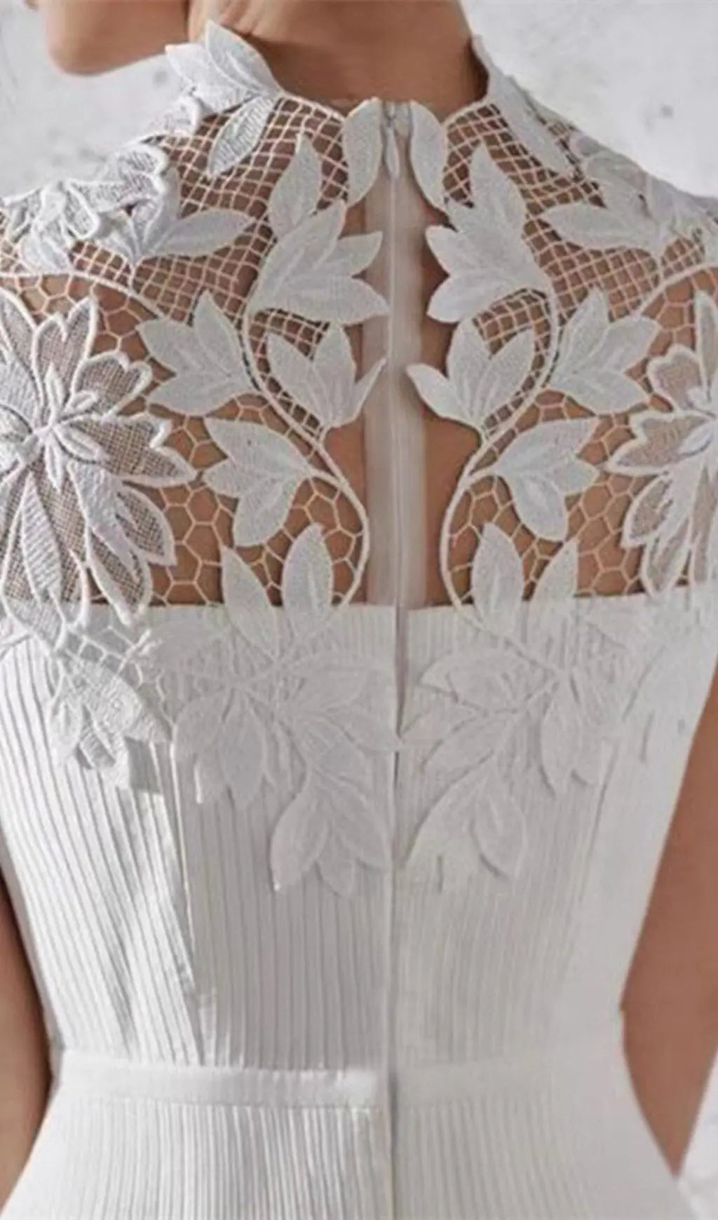 Floral Embroidery Maxi Dress In White