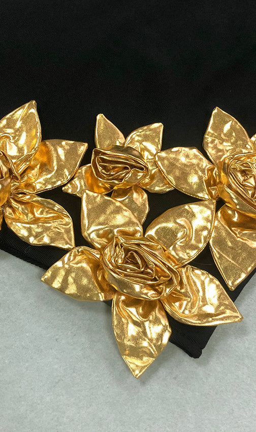 Avah Gold Flower Bandage Mini Dress