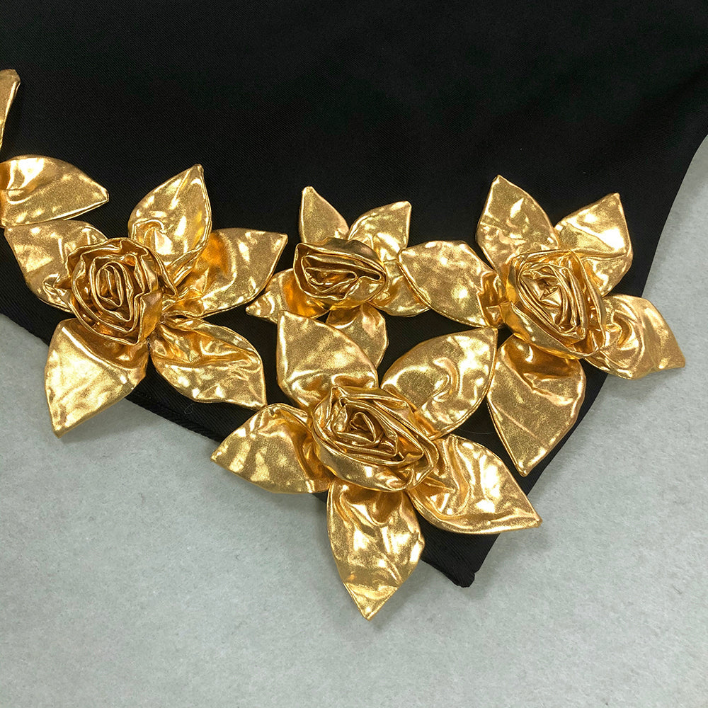 Avah Gold Flower Bandage Mini Dress