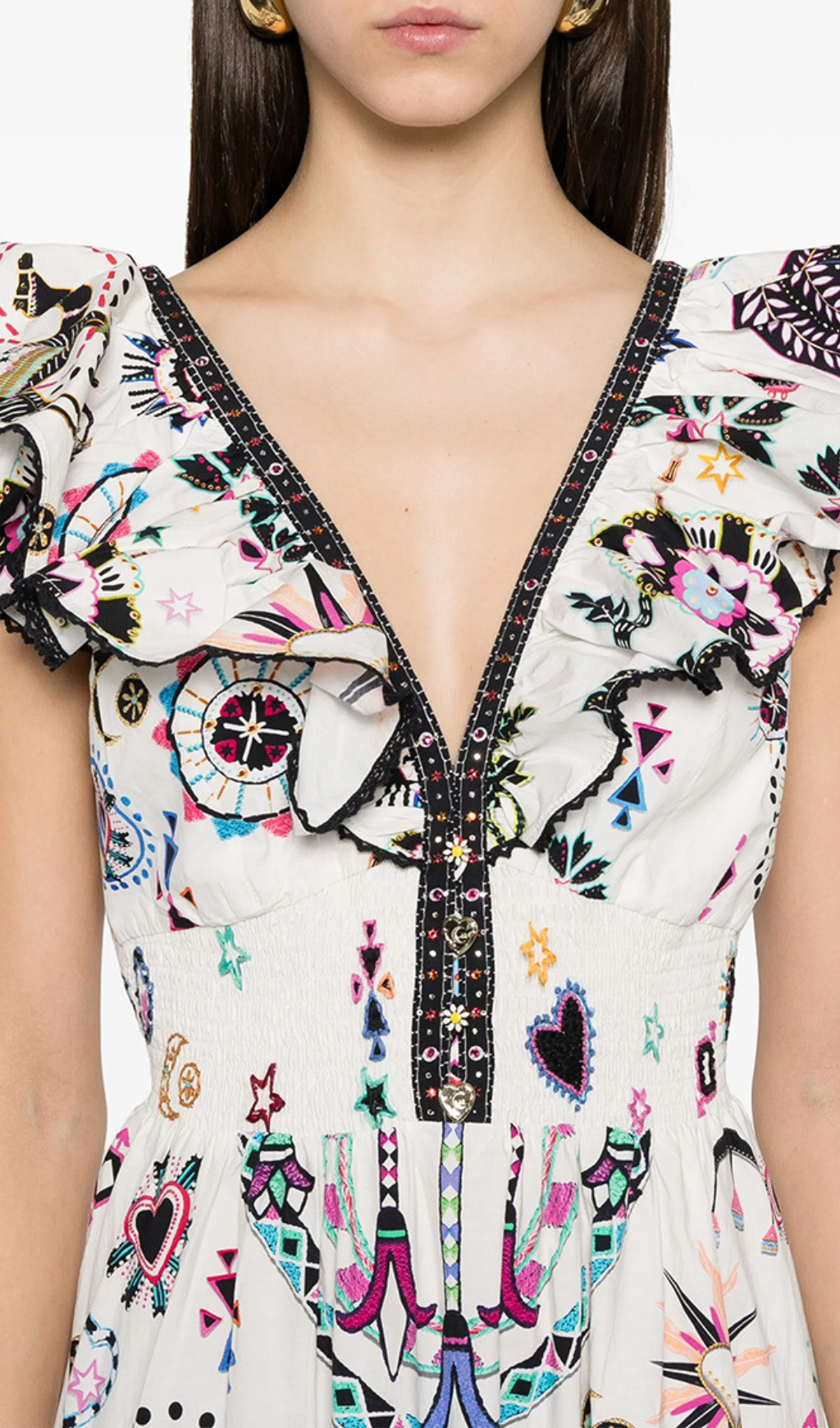 Hanson V-neck Printed Maxi Dress