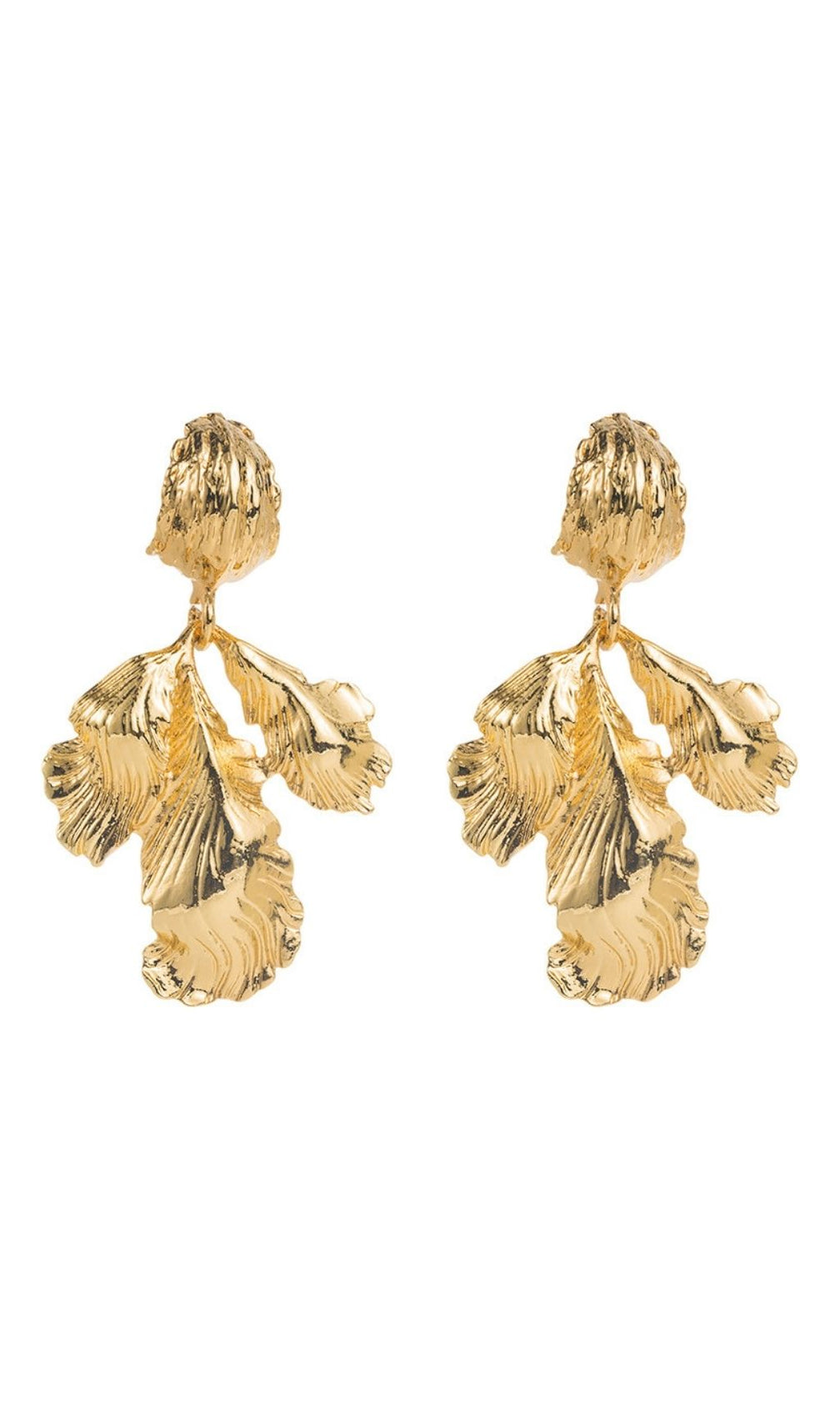 Joylyn Botanical Gold Leaf Statement Drop Earrings