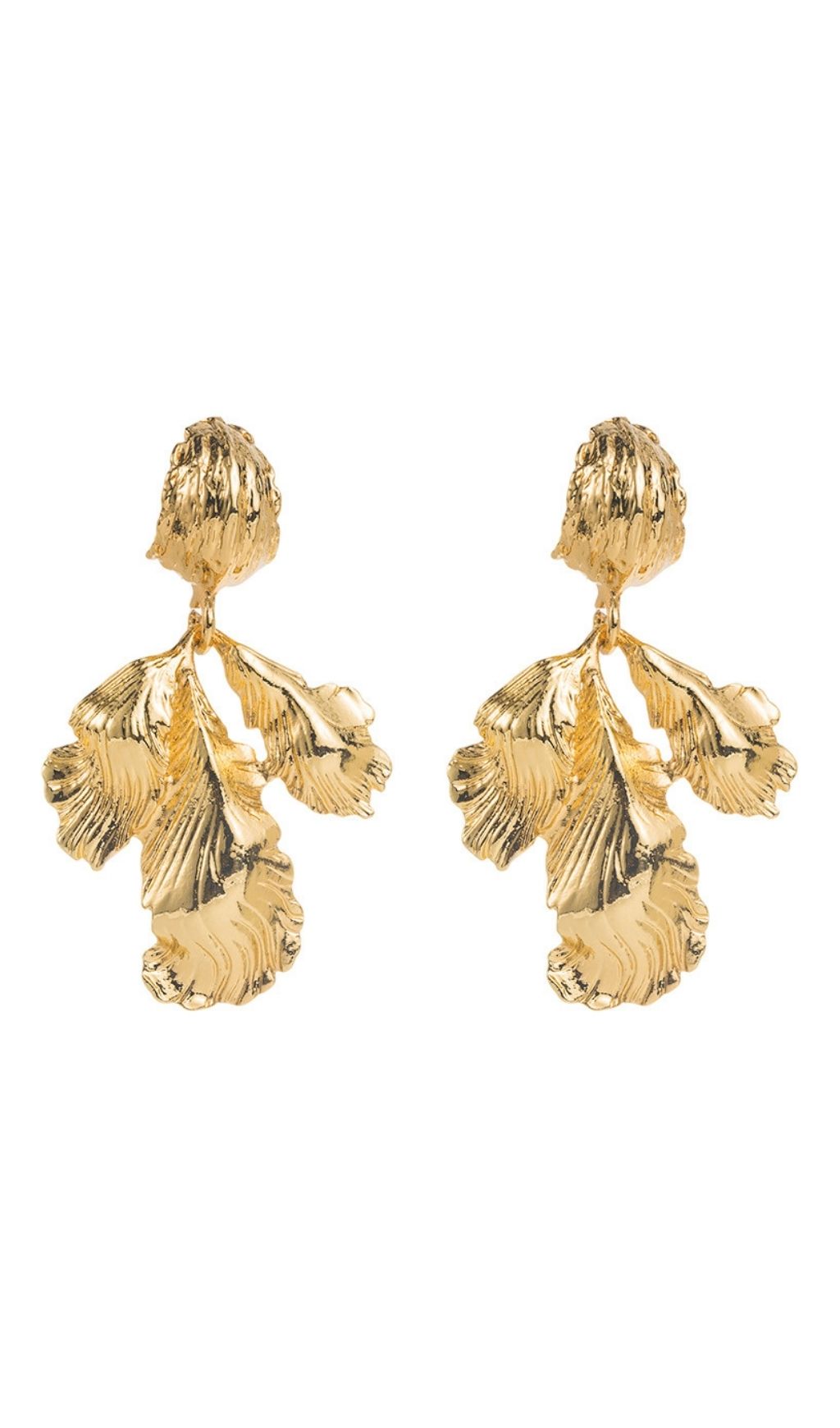 Joylyn Botanical Gold Leaf Statement Drop Earrings