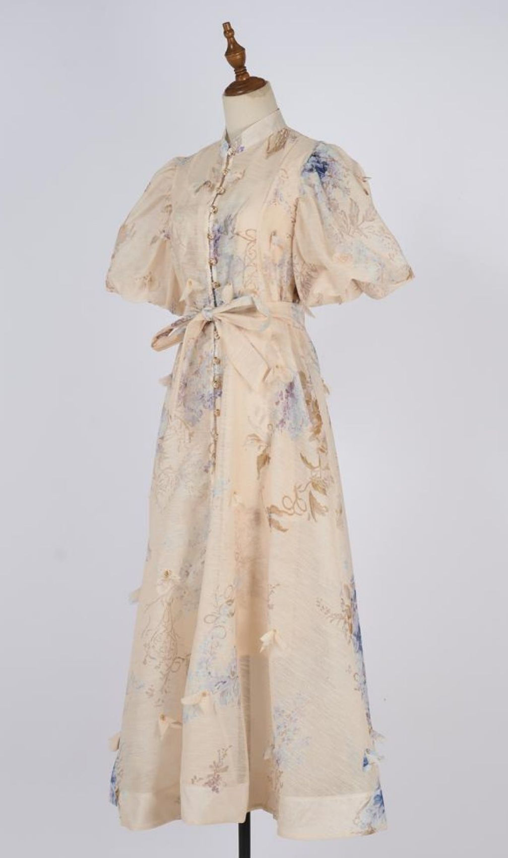 Karmiela Romantic Floral Puff-Sleeve Maxi Dress | Elegant Wedding Guest Gown