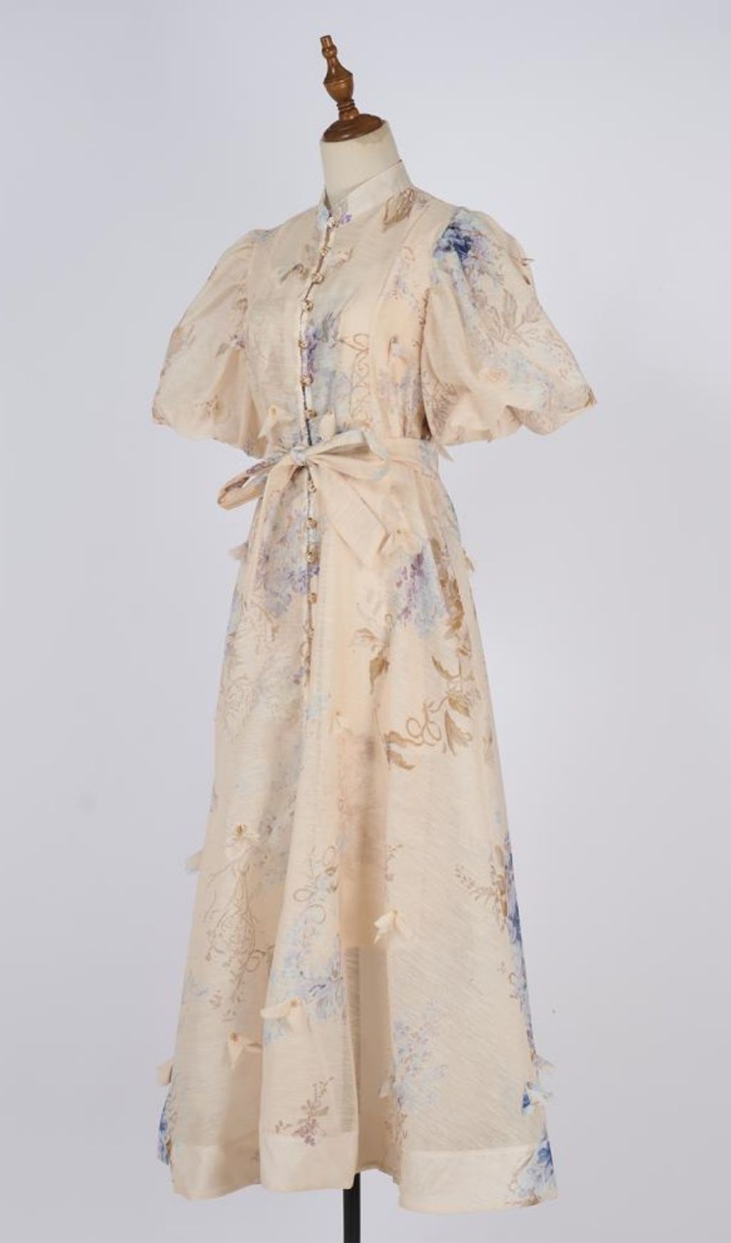 Karmiela Romantic Floral Puff-Sleeve Maxi Dress | Elegant Wedding Guest Gown