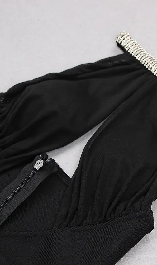 Crystal Hollow Backless Midi Bandage Dress