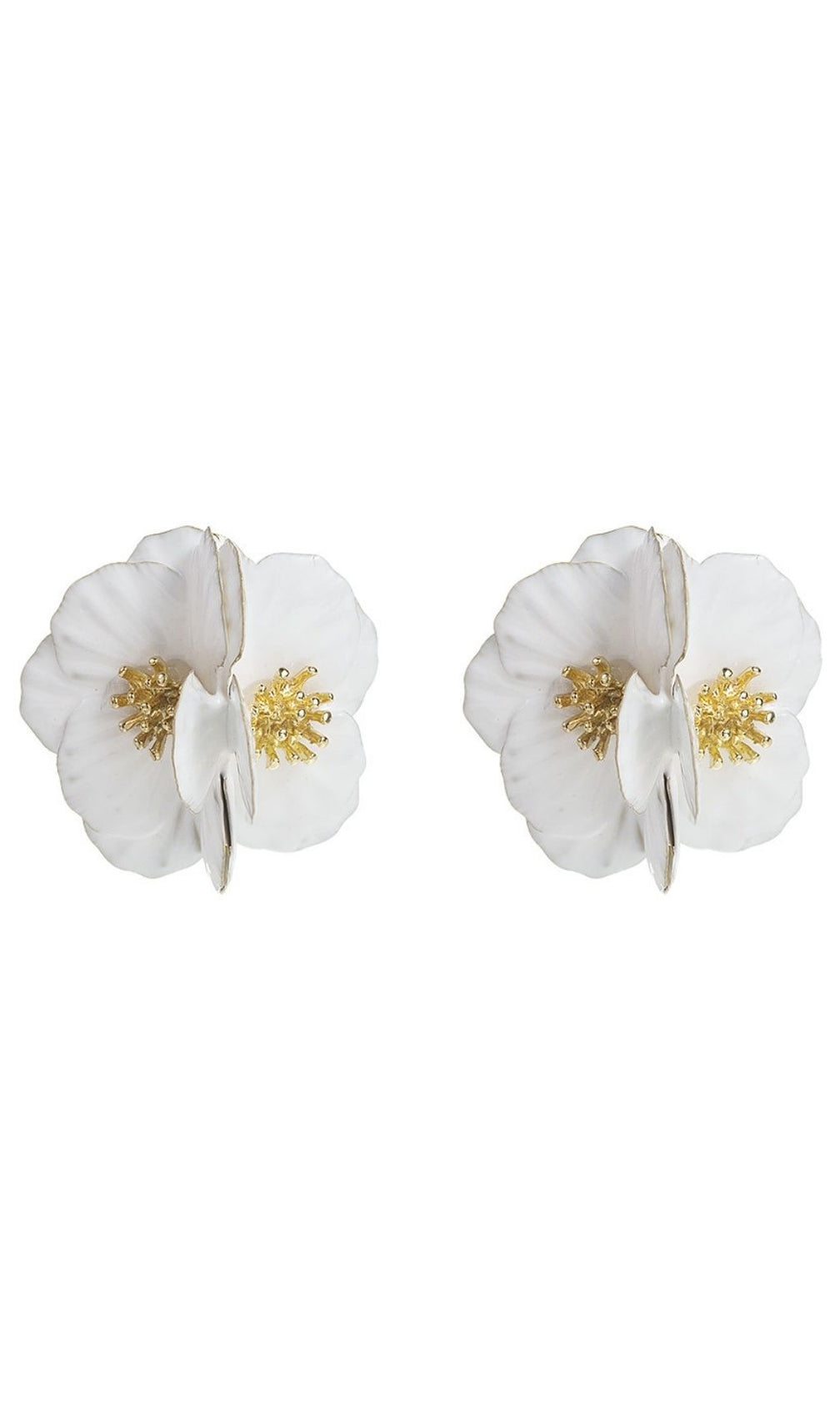 Joyita Elegant White Flower Statement Earrings for Women