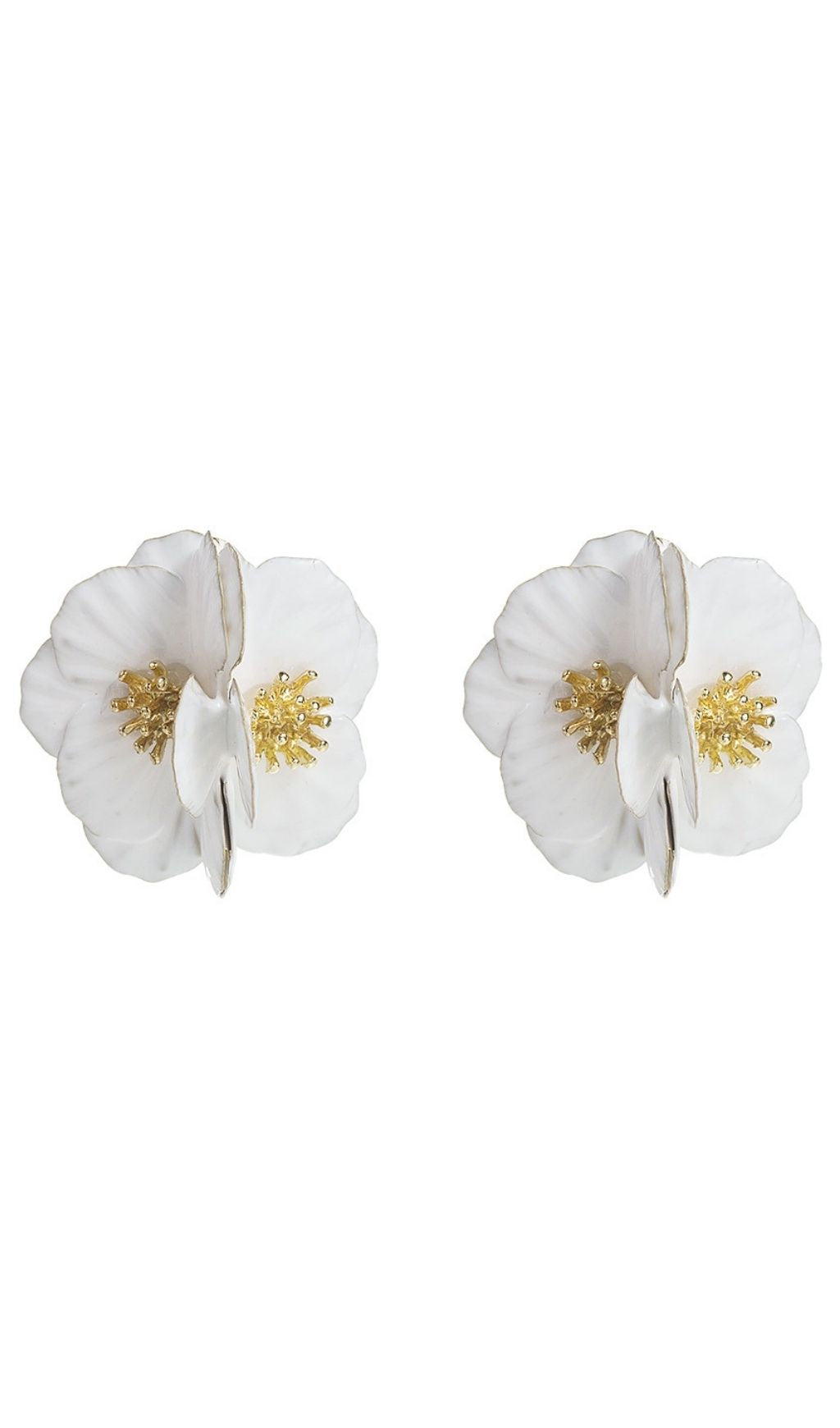 Joyita Elegant White Flower Statement Earrings for Women