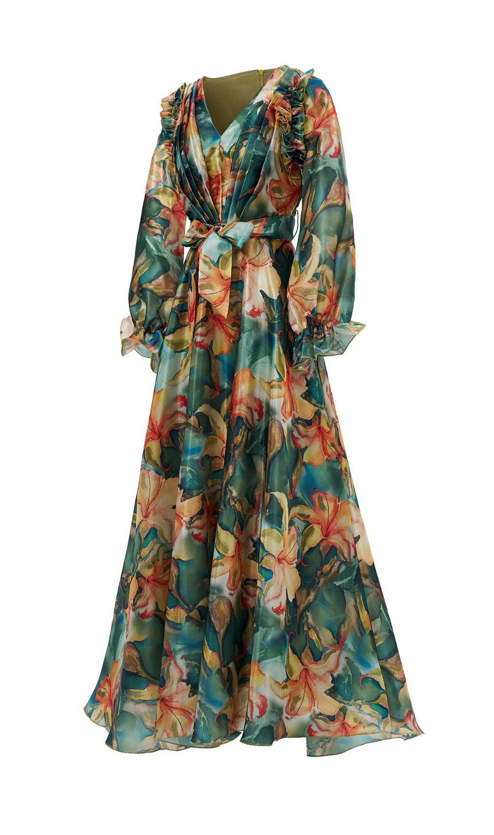Fenicia Green Floral Printed Maxi Dress