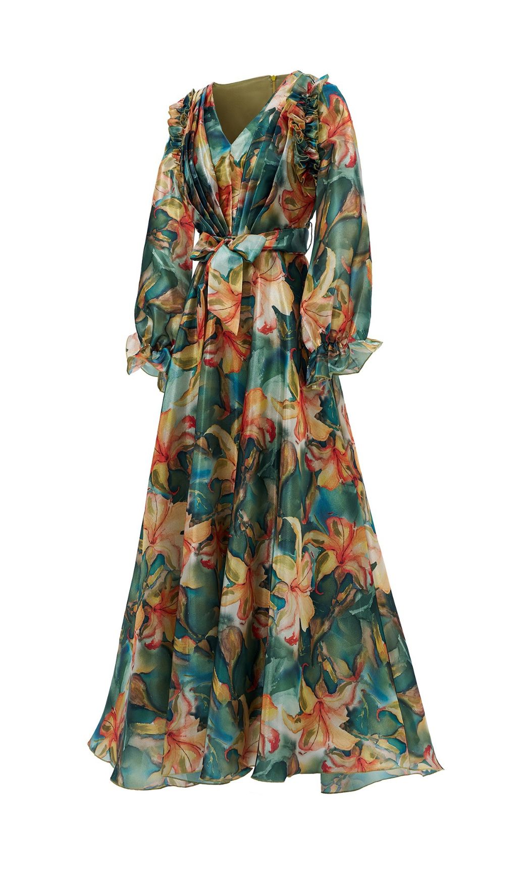 Fenicia Green Floral Printed Maxi Dress