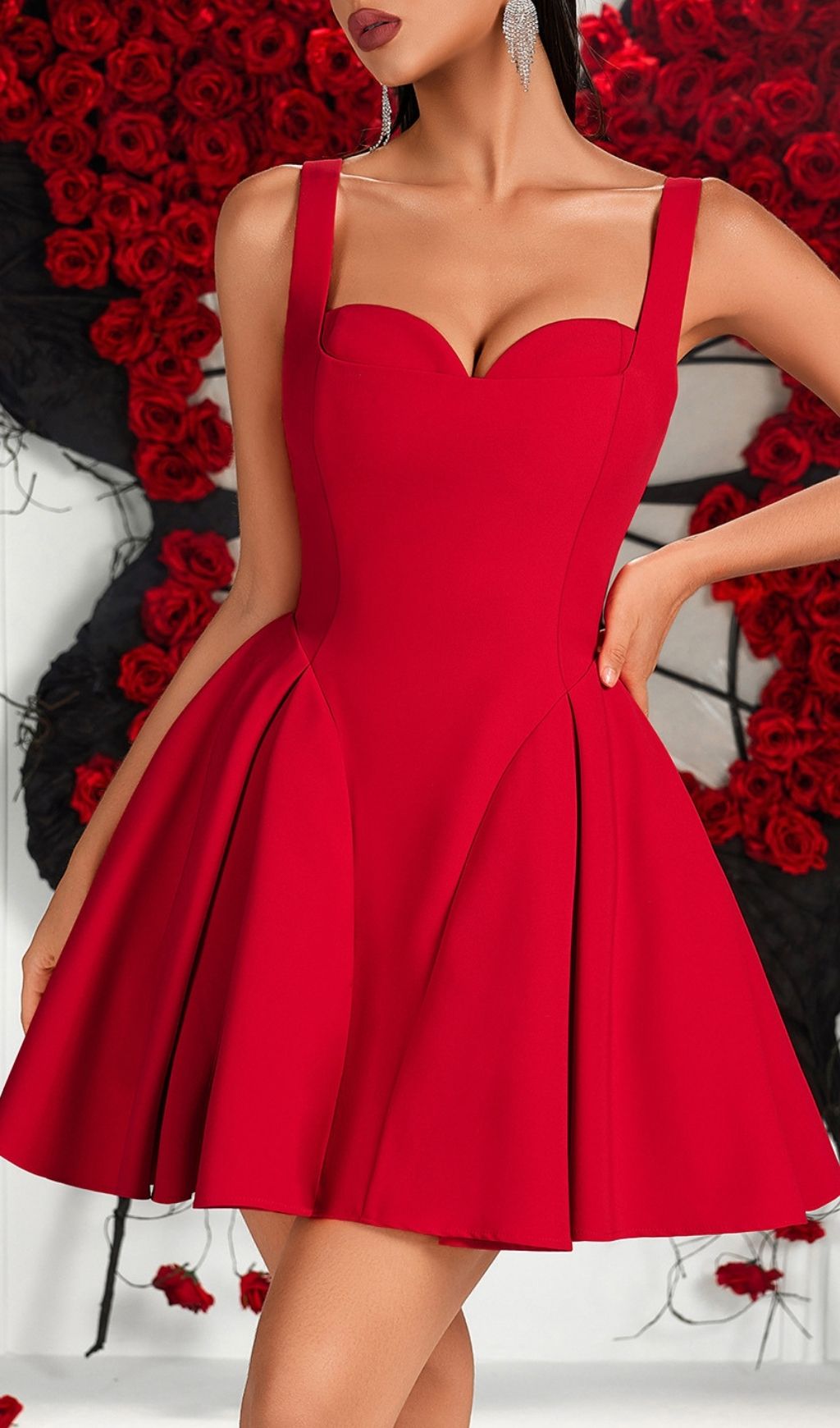 Ignite The Night Red Sweetheart Strappy Mini Dress