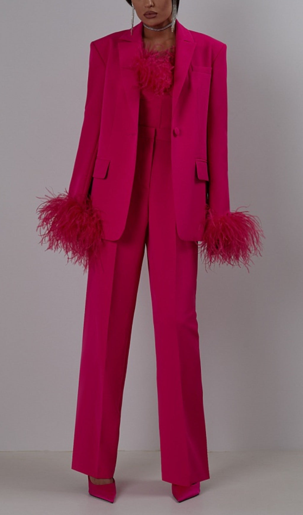 Aniek Feather Blazer Two-Piece Set