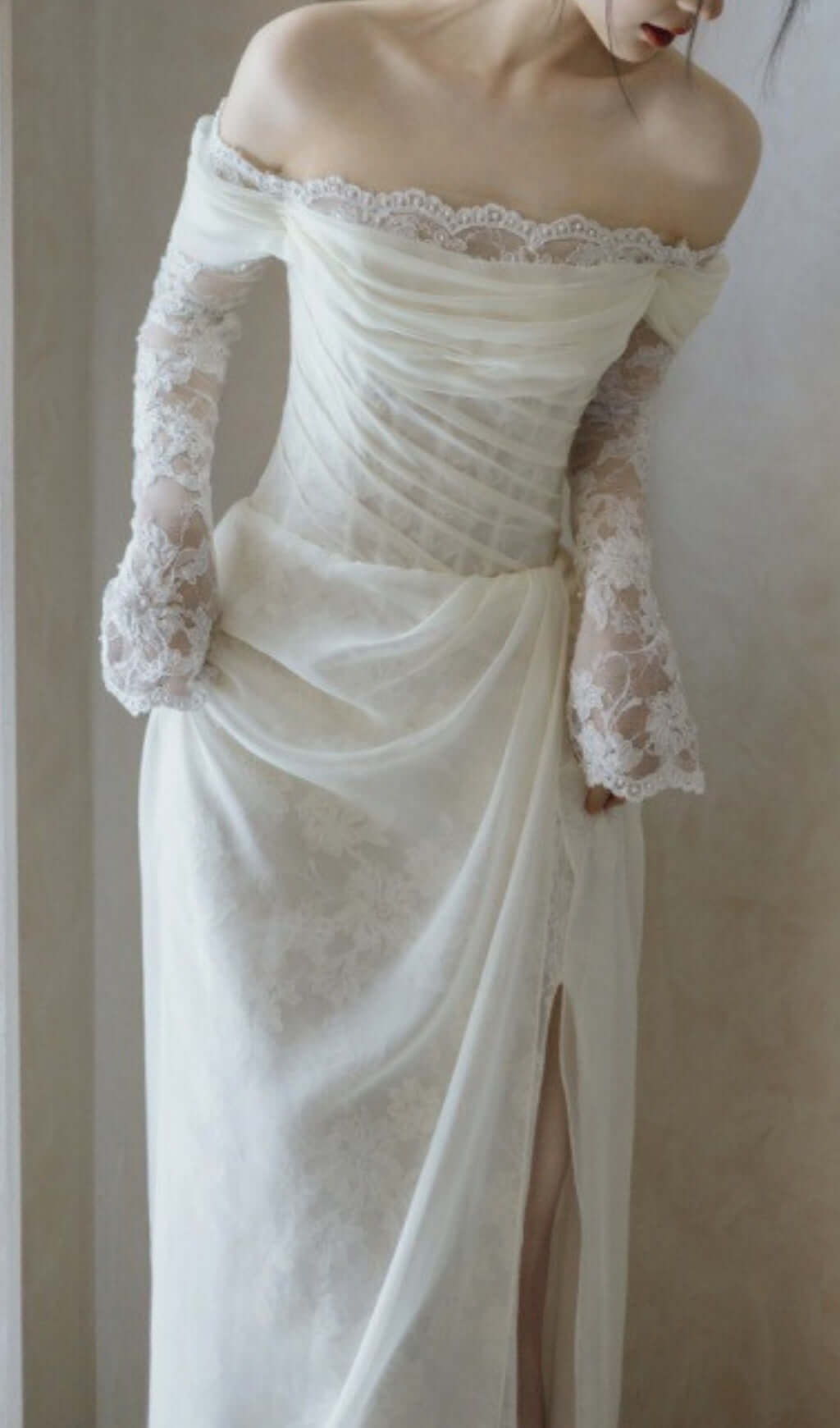 Avielle Mesh One Shoulder Wedding Dress